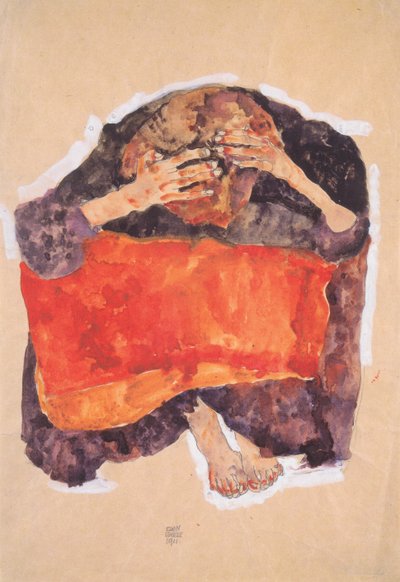 Seated Girl with Bowed Head by Egon Schiele